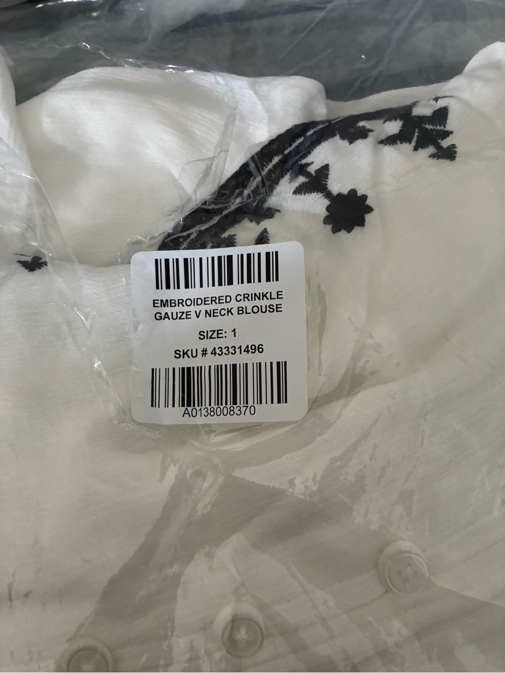 torrid White Crinkle V-Neck Top with Black Label